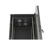 Lanberg FF01-6632-12B 19 32U SZÉL:600mm MÉLY:600mm MAG:1603mm lapraszerelt üvegajtós fekete álló rack szekrény