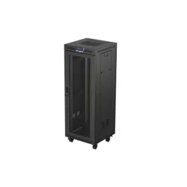  Lanberg FF01-6632-23BL 19 32U SZÉL:600mm MÉLY:600mm MAG:1603mm lapraszerelt LCD hálós fémajtós fekete álló rack szekrény