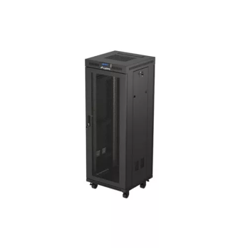 Lanberg FF01-6632-23BL 19 32U SZÉL:600mm MÉLY:600mm MAG:1603mm lapraszerelt LCD hálós fémajtós fekete álló rack szekrény