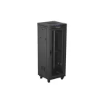 Lanberg FF01-6632-23BL 19 32U SZÉL:600mm MÉLY:600mm MAG:1603mm lapraszerelt LCD hálós fémajtós fekete álló rack szekrény