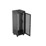 Lanberg FF01-6632-23BL 19 32U SZÉL:600mm MÉLY:600mm MAG:1603mm lapraszerelt LCD hálós fémajtós fekete álló rack szekrény
