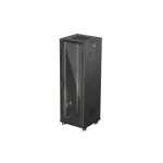 Lanberg FF01-6637-12B 19 37U SZÉL:600mm MÉLY:600mm MAG:1826mm lapraszerelt üvegajtós fekete álló rack szekrény