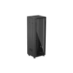 Lanberg FF01-6637-12B 19 37U SZÉL:600mm MÉLY:600mm MAG:1826mm lapraszerelt üvegajtós fekete álló rack szekrény