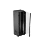 Lanberg FF01-6637-12B 19 37U SZÉL:600mm MÉLY:600mm MAG:1826mm lapraszerelt üvegajtós fekete álló rack szekrény