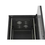 Lanberg FF01-6637-12B 19 37U SZÉL:600mm MÉLY:600mm MAG:1826mm lapraszerelt üvegajtós fekete álló rack szekrény