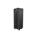 Lanberg FF01-6637-23BL 19 37U SZÉL:600mm MÉLY:600mm MAG:1898mm lapraszerelt LCD hálós fémajtós fekete álló rack szekrény
