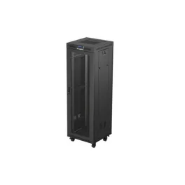   Lanberg FF01-6637-23BL 19 37U SZÉL:600mm MÉLY:600mm MAG:1898mm lapraszerelt LCD hálós fémajtós fekete álló rack szekrény