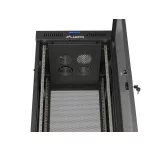 Lanberg FF01-6637-23BL 19 37U SZÉL:600mm MÉLY:600mm MAG:1898mm lapraszerelt LCD hálós fémajtós fekete álló rack szekrény