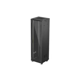   Lanberg FF01-6642-12B 19 42U SZÉL:600mm MÉLY:600mm MAG:2047mm lapraszerelt üvegajtós fekete álló rack szekrény