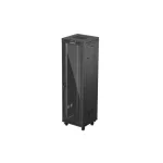 Lanberg FF01-6642-12BL 19 42U SZÉL:600mm MÉLY:600mm MAG:2097mm lapraszerelt LCD üvegajtós fekete álló rack szekrény