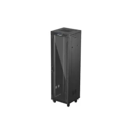   Lanberg FF01-6642-12BL 19 42U SZÉL:600mm MÉLY:600mm MAG:2097mm lapraszerelt LCD üvegajtós fekete álló rack szekrény