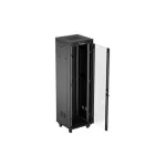 Lanberg FF01-6642-12BL 19 42U SZÉL:600mm MÉLY:600mm MAG:2097mm lapraszerelt LCD üvegajtós fekete álló rack szekrény