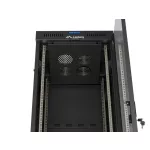 Lanberg FF01-6642-12BL 19 42U SZÉL:600mm MÉLY:600mm MAG:2097mm lapraszerelt LCD üvegajtós fekete álló rack szekrény