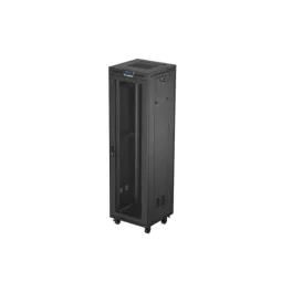   Lanberg FF01-6642-23BL 19 42U SZÉL:600mm MÉLY:600mm MAG:2127mm lapraszerelt LCD hálós fémajtós fekete álló rack szekrény