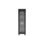 Lanberg FF01-6642-23BL 19 42U SZÉL:600mm MÉLY:600mm MAG:2127mm lapraszerelt LCD hálós fémajtós fekete álló rack szekrény
