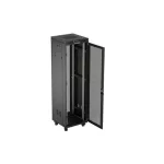 Lanberg FF01-6642-23BL 19 42U SZÉL:600mm MÉLY:600mm MAG:2127mm lapraszerelt LCD hálós fémajtós fekete álló rack szekrény
