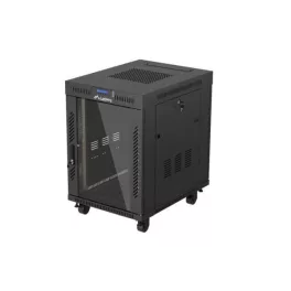   Lanberg FF01-6815-12BL 19 15U SZÉL:600mm MÉLY:800mm MAG:898mm lapraszerelt LCD üvegajtós fekete álló rack szekrény