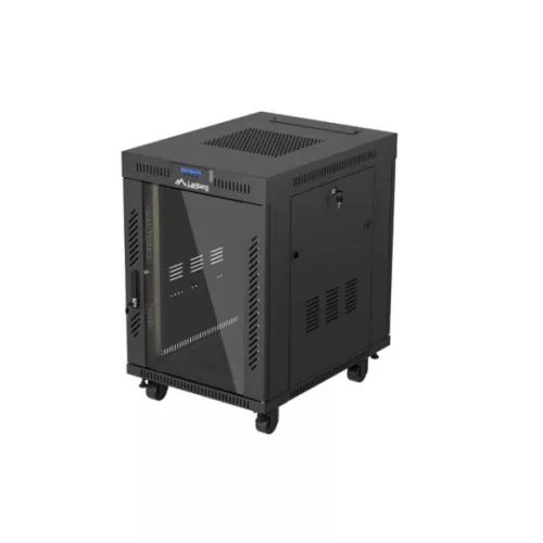 Lanberg FF01-6815-12BL 19 15U SZÉL:600mm MÉLY:800mm MAG:898mm lapraszerelt LCD üvegajtós fekete álló rack szekrény