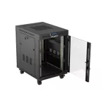Lanberg FF01-6815-12BL 19 15U SZÉL:600mm MÉLY:800mm MAG:898mm lapraszerelt LCD üvegajtós fekete álló rack szekrény