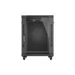 Lanberg FF01-6815-12B 19 15U SZÉL:600mm MÉLY:800mm MAG:848mm lapraszerelt üvegajtós fekete rack álló szekrény