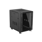Lanberg FF01-6815-12B 19 15U SZÉL:600mm MÉLY:800mm MAG:848mm lapraszerelt üvegajtós fekete rack álló szekrény