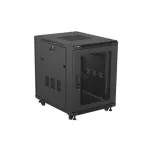 Lanberg FF01-6815-23B 19 15U SZÉL:600mm MÉLY:800mm MAG:848mm lapraszerelt hálós fémajtós fekete álló rack szekrény