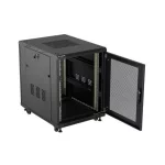 Lanberg FF01-6815-23B 19 15U SZÉL:600mm MÉLY:800mm MAG:848mm lapraszerelt hálós fémajtós fekete álló rack szekrény