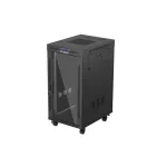 Lanberg FF01-6822-12BL 19 22U SZÉL:600mm MÉLY:800mm MAG:1239mm lapraszerelt LCD üvegajtós fekete álló rack szekrény