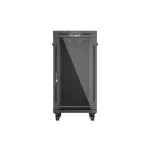 Lanberg FF01-6822-12BL 19 22U SZÉL:600mm MÉLY:800mm MAG:1239mm lapraszerelt LCD üvegajtós fekete álló rack szekrény