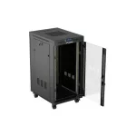 Lanberg FF01-6822-12BL 19 22U SZÉL:600mm MÉLY:800mm MAG:1239mm lapraszerelt LCD üvegajtós fekete álló rack szekrény