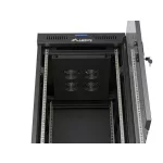 Lanberg FF01-6822-12BL 19 22U SZÉL:600mm MÉLY:800mm MAG:1239mm lapraszerelt LCD üvegajtós fekete álló rack szekrény