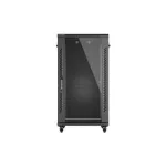 Lanberg FF01-6822-12B 19 22U SZÉL:600mm MÉLY:800mm MAG:1159mm lapraszerelt üvegajtós fekete álló rack szekrény