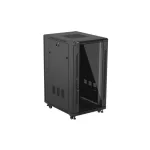 Lanberg FF01-6822-12B 19 22U SZÉL:600mm MÉLY:800mm MAG:1159mm lapraszerelt üvegajtós fekete álló rack szekrény