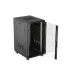Lanberg FF01-6822-12B 19 22U SZÉL:600mm MÉLY:800mm MAG:1159mm lapraszerelt üvegajtós fekete álló rack szekrény
