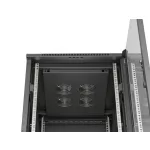 Lanberg FF01-6822-12B 19 22U SZÉL:600mm MÉLY:800mm MAG:1159mm lapraszerelt üvegajtós fekete álló rack szekrény