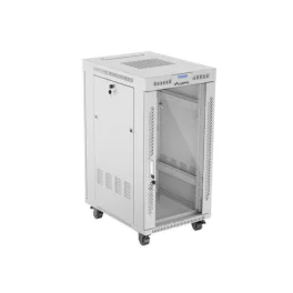   Lanberg FF01-6822-12SL 19 22U SZÉL:600mm MÉLY:800mm MAG:1233mm lapraszerelt LCD üvegajtós szürke álló rack szekrény