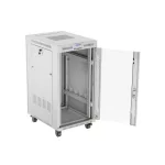 Lanberg FF01-6822-12SL 19 22U SZÉL:600mm MÉLY:800mm MAG:1233mm lapraszerelt LCD üvegajtós szürke álló rack szekrény