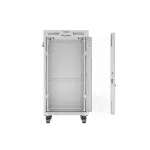 Lanberg FF01-6822-12SL 19 22U SZÉL:600mm MÉLY:800mm MAG:1233mm lapraszerelt LCD üvegajtós szürke álló rack szekrény