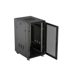 Lanberg FF01-6822-23B 19 22U SZÉL:600mm MÉLY:800mm MAG:1159mm lapraszerelt hálós fémajtós fekete álló rack szekrény