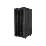 Lanberg FF01-6827-12BL 19 27U SZÉL:600mm MÉLY:800mm MAG:1431mm lapraszerelt LCD üvegajtós fekete álló rack szekrény