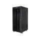 Lanberg FF01-6827-12BL 19 27U SZÉL:600mm MÉLY:800mm MAG:1431mm lapraszerelt LCD üvegajtós fekete álló rack szekrény