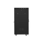 Lanberg FF01-6827-12BL 19 27U SZÉL:600mm MÉLY:800mm MAG:1431mm lapraszerelt LCD üvegajtós fekete álló rack szekrény