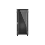 Lanberg FF01-6827-12B 19 27U SZÉL:600mm MÉLY:800mm MAG:1381mm lapraszerelt üvegajtós fekete álló rack szekrény