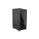 Lanberg FF01-6827-12B 19 27U SZÉL:600mm MÉLY:800mm MAG:1381mm lapraszerelt üvegajtós fekete álló rack szekrény