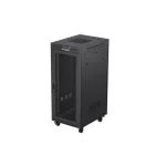Lanberg FF01-6827-23BL 19 27U SZÉL:600mm MÉLY:800mm MAG:1461mm lapraszerelt LCD hálós fémajtós fekete álló rack szekrény