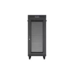 Lanberg FF01-6827-23BL 19 27U SZÉL:600mm MÉLY:800mm MAG:1461mm lapraszerelt LCD hálós fémajtós fekete álló rack szekrény
