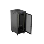 Lanberg FF01-6827-23BL 19 27U SZÉL:600mm MÉLY:800mm MAG:1461mm lapraszerelt LCD hálós fémajtós fekete álló rack szekrény