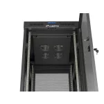 Lanberg FF01-6827-23BL 19 27U SZÉL:600mm MÉLY:800mm MAG:1461mm lapraszerelt LCD hálós fémajtós fekete álló rack szekrény