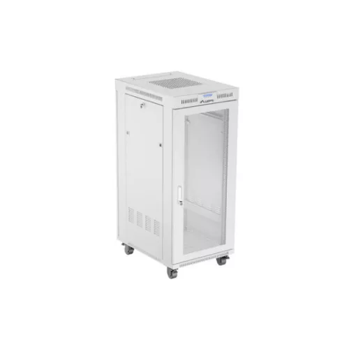Lanberg FF01-6827-23SL 19 27U SZÉL:600mm MÉLY:800mm MAG:1461mm lapraszerelt LCD hálós fémajtós szürke álló rack szekrény