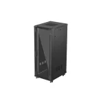Lanberg FF01-6832-12B 19 32U SZÉL:600mm MÉLY:800mm MAG:1603mm lapraszerelt üvegajtós fekete álló rack szekrény